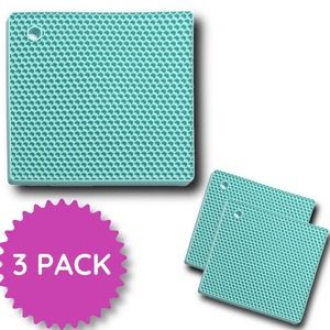 Countertop Trivet Square Pads Heat Resistant Table Placemats 3 Pack Silicone